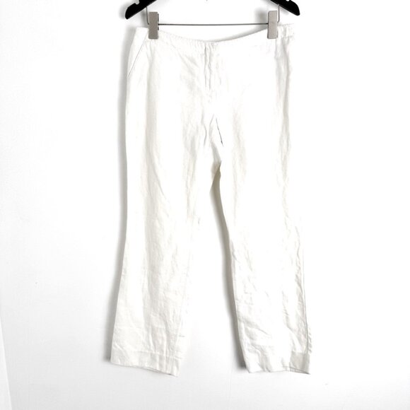 Roberto Cavalli White Linen Cropped Pants size 44IT (US 8) - Picture 1 of 6